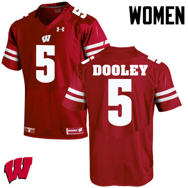 Wisconsin Badgers Women's #5 Garret Dooley NCAA Under Armour Authentic Red College Stitched Football Jersey MQ40V73QF